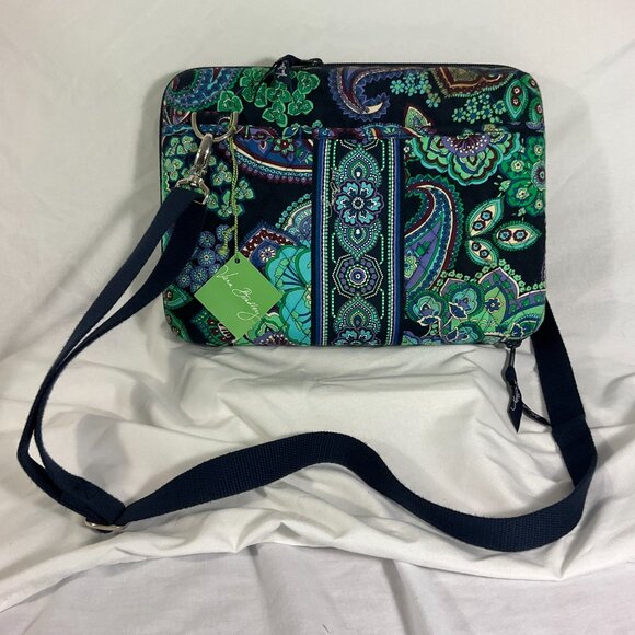 Vera Bradley Mini Laptop Hard Case with Shoulder Strap Blue Rhapsody New - Picture 8 of 8